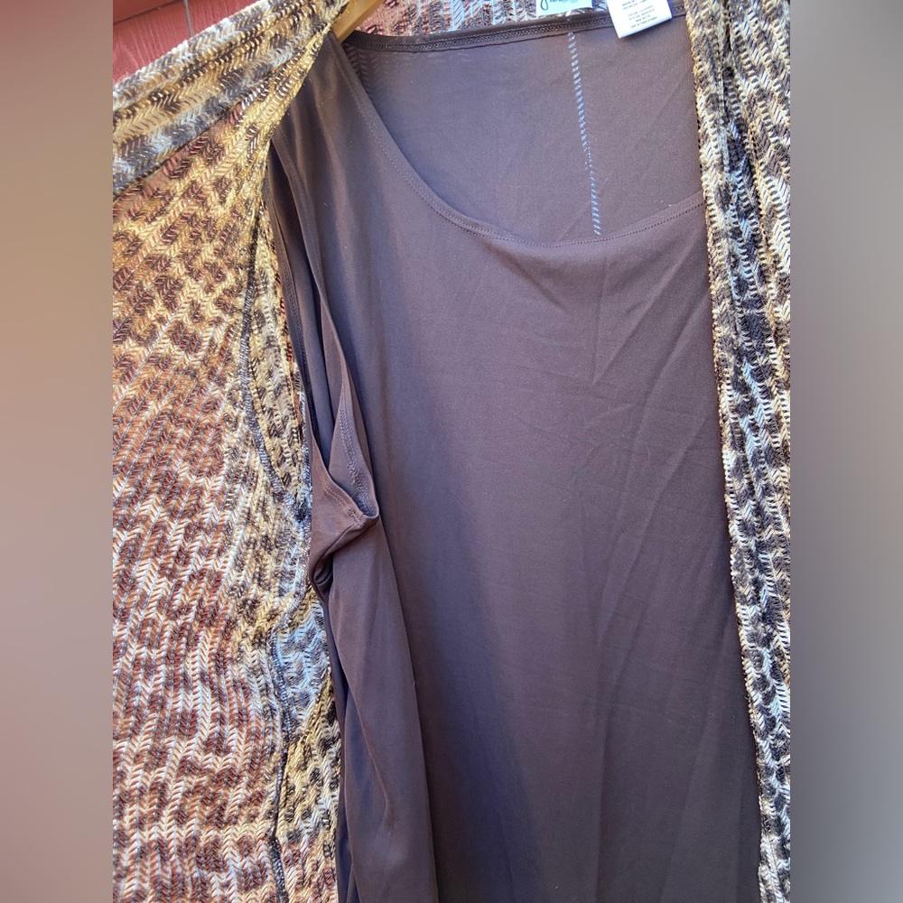 NWOT Leopard Print Open Front Cardigan with Brown Tank Top - Picture 2 of 5